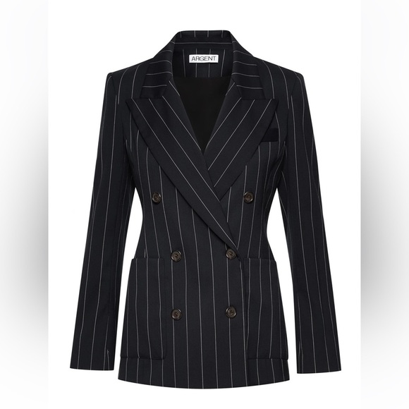 Argent Jackets & Blazers - Argent Navy Pinstripe Chelsea Blazer in Stretch Wool